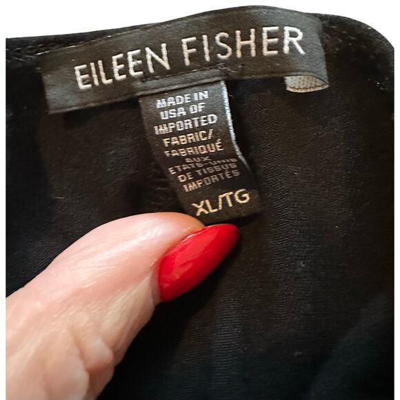 Eileen Fisher V-Neck Racerback Midi Dress - Black -XL - Picture 6 of 8